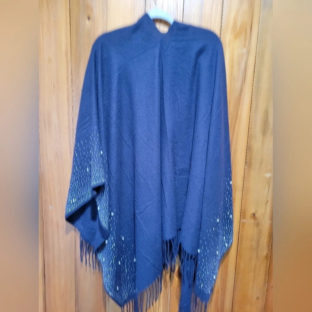 Jessica McClintock Blue Cape with Fringe